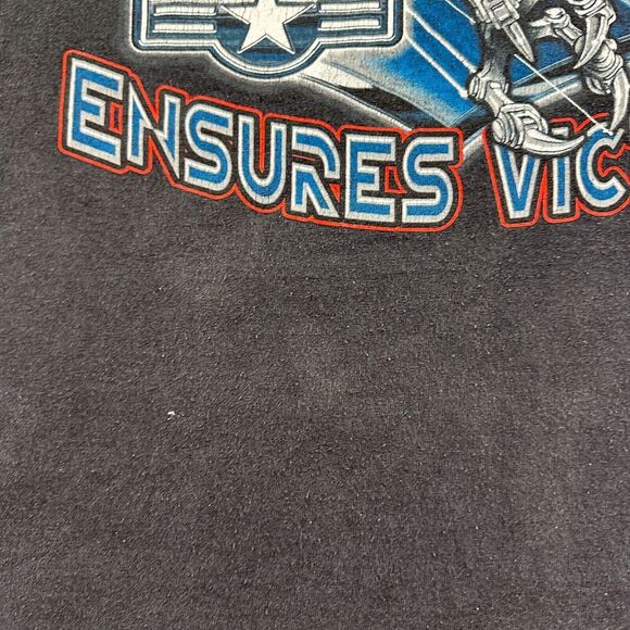Air Force Shirt Mens L Black Blue Air Supremacy Ensures Victory USAF 7.62 FLAW - Picture 5 of 13